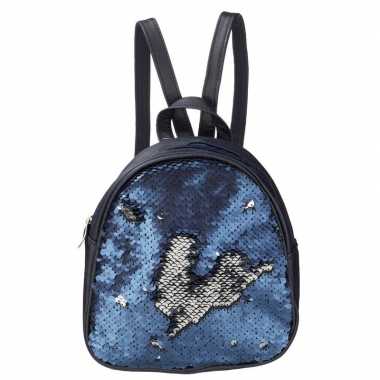 Rugzak/schooltas blauw pailletten meisjes kind