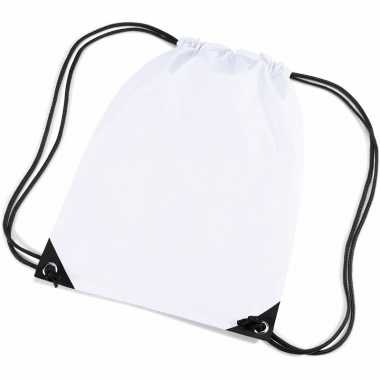 X stuks witte schooltas/ schooltasjes rijgkoord kind