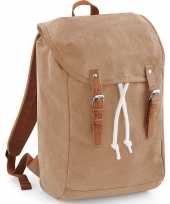 Vintage schooltas rugzak schooltas canvas camel kind